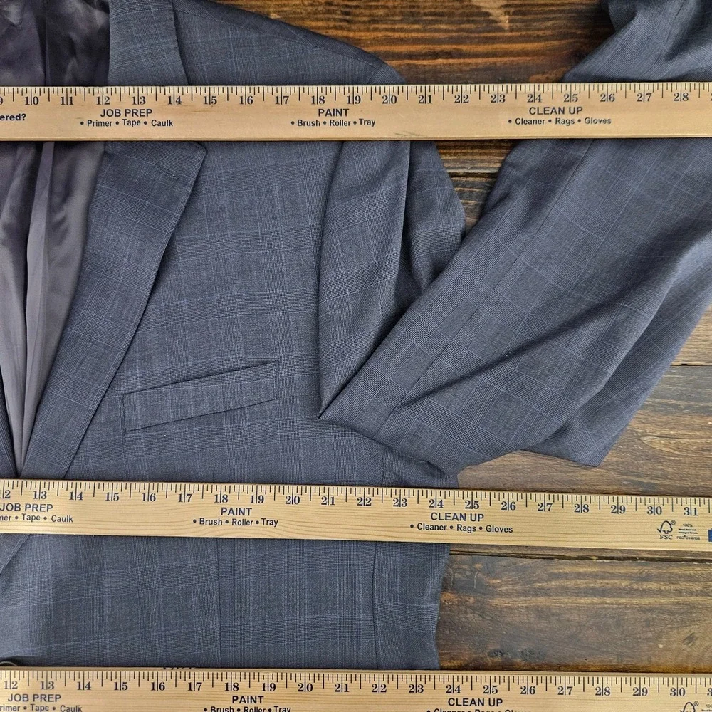 Lauren Ralph Lauren Men's‎ Sport Coat Blazer Two Button Gray Plaid Wool Slim 48L